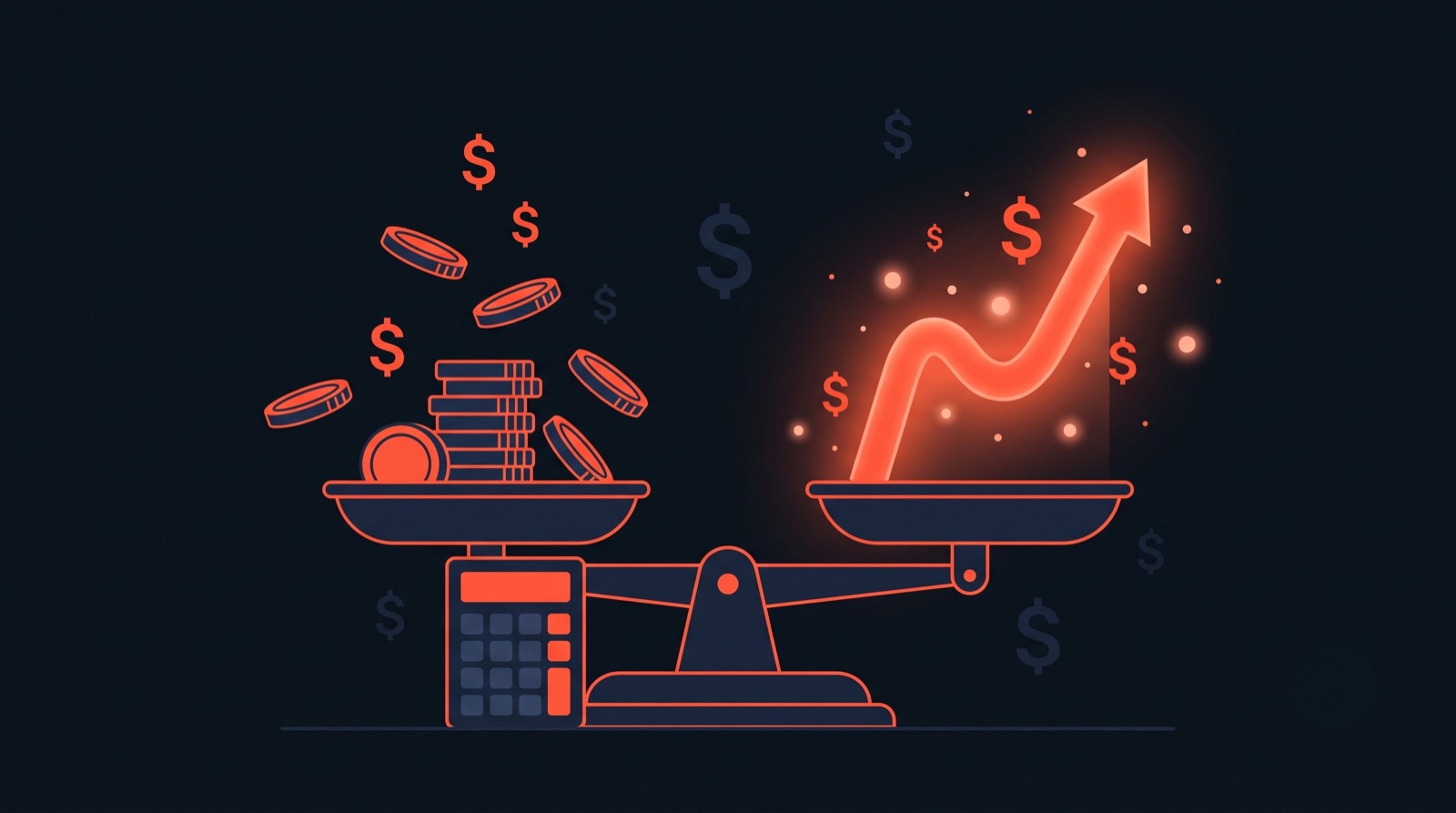 Balance scale weighing SEO investment against organic growth returns