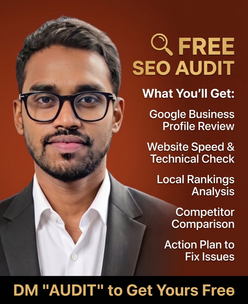 Free SEO audit — what you'll get: Google Business Profile review, website speed and technical check, local rankings analysis, competitor comparison, action plan